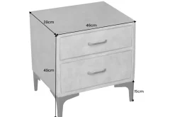 Design Nachttisch BOUTIQUE 50cm dunkelgrau Samt zwei Schubladen