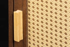 Design Nachttisch VIENNA 60cm braun Wiener Geflecht Beistelltisch mit Stauraum