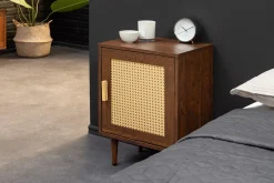 Design Nachttisch VIENNA 60cm braun Wiener Geflecht Beistelltisch mit Stauraum
