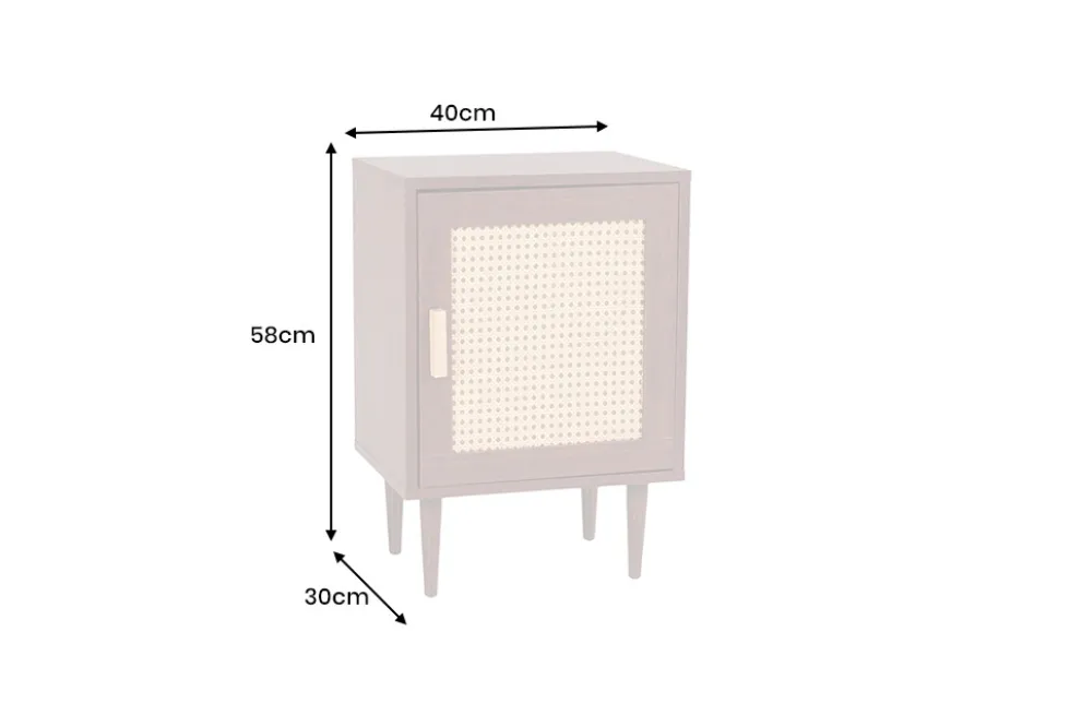 Design Nachttisch VIENNA 60cm braun Wiener Geflecht Beistelltisch mit Stauraum