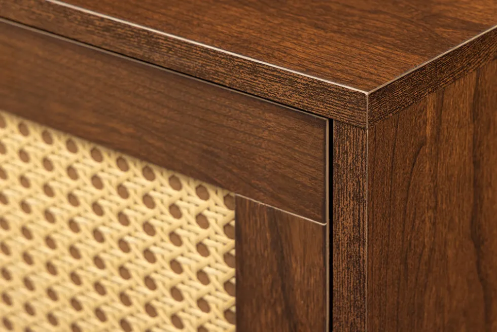 Design Nachttisch VIENNA 60cm braun Wiener Geflecht Beistelltisch mit Stauraum
