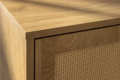 Design Nachttisch VIENNA 60cm natur Rattan Geflecht Beistelltisch mit Stauraum