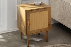 Design Nachttisch VIENNA 60cm natur Rattan Geflecht Beistelltisch mit Stauraum
