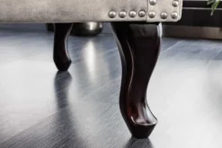 Design Ohrensessel CHESTERFIELD 105cm champagner beige Samt silber Ziernieten