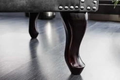 Design Ohrensessel CHESTERFIELD 105cm grau Samt silber Nieten