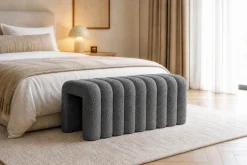 Design Polsterbank VOGUE 95cm grau Bouclé Bettbank