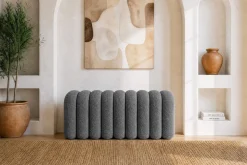 Design Polsterbank VOGUE 95cm grau Bouclé Bettbank