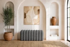 Design Polsterbank VOGUE 95cm grau Bouclé Bettbank