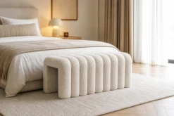 Design Polsterbank VOGUE 95cm beige Bouclé Bettbank