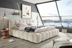 Design Polsterbett DIAMOND 180x200cm weiß Chenille Cremona inkl. Matratze Topper Lattenrost