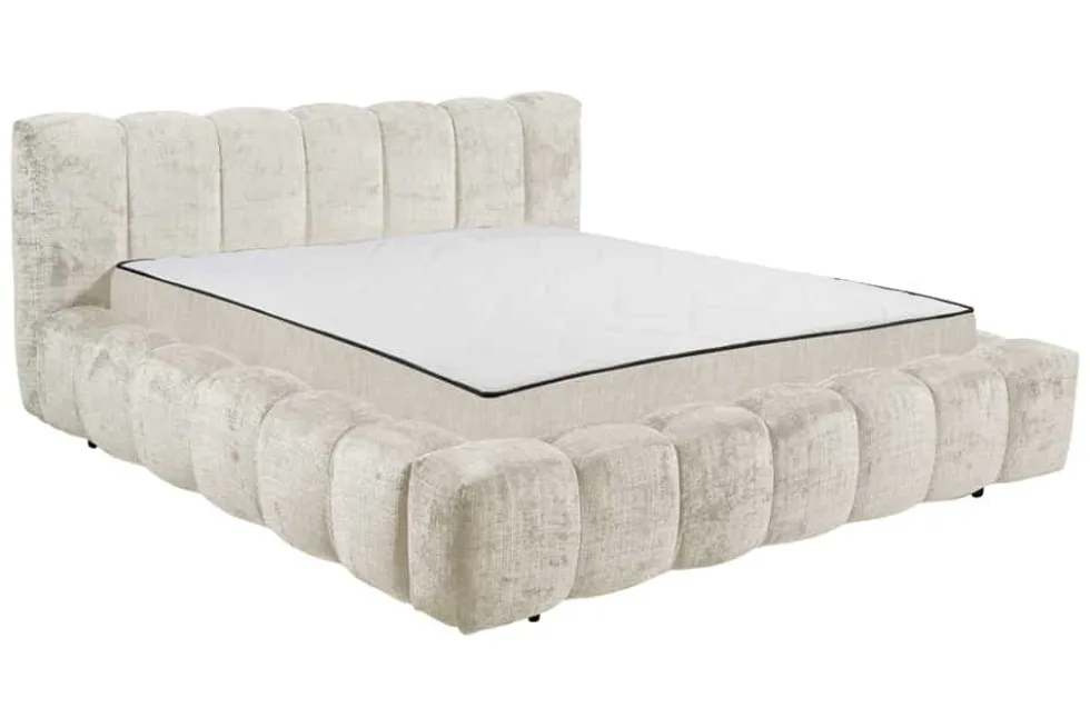 Design Polsterbett DIAMOND 180x200cm weiß Chenille Cremona inkl. Matratze Topper Lattenrost