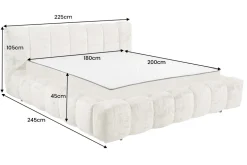 Design Polsterbett DIAMOND 180x200cm weiß Chenille Cremona inkl. Matratze Topper Lattenrost