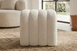 Design Polsterhocker VOGUE 40cm beige Bouclé Sitzhocker