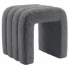 Design Polsterhocker VOGUE 40cm grau Bouclé Sitzhocker
