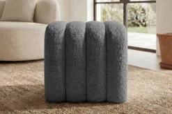 Design Polsterhocker VOGUE 40cm grau Bouclé Sitzhocker