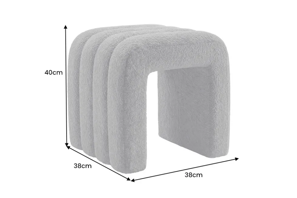 Design Polsterhocker VOGUE 40cm grau Bouclé Sitzhocker