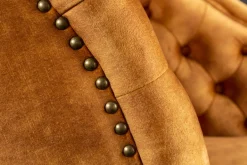 Design Récamière CHESTERFIELD 170cm senfgelb Samt Knopfheftung Nietenbesatz