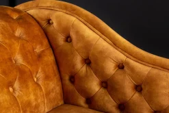 Design Récamière CHESTERFIELD 170cm senfgelb Samt Knopfheftung Nietenbesatz