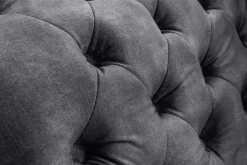 Design Récamière CHESTERFIELD 170cm grau strukturiertes Samt Knopfheftung Nietenbesatz
