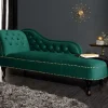 Design Récamière CHESTERFIELD 170cm smaragdgrün Samt Knopfheftung Nietenbesatz