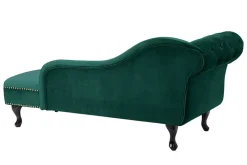 Design Récamière CHESTERFIELD 170cm smaragdgrün Samt Knopfheftung Nietenbesatz