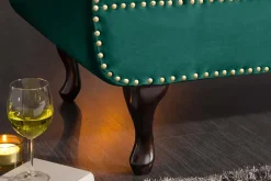 Design Récamière CHESTERFIELD 170cm smaragdgrün Samt Knopfheftung Nietenbesatz