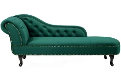 Design Récamière CHESTERFIELD 170cm smaragdgrün Samt Knopfheftung Nietenbesatz