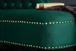 Design Récamière CHESTERFIELD 170cm smaragdgrün Samt Knopfheftung Nietenbesatz