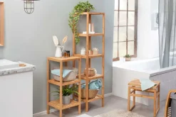 Design Regal LAGOON SPA 145cm Bambusholz vier Fächer Badregal