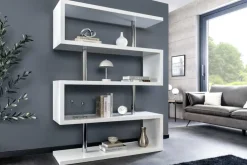 Design Regal SNAKE 165cm weiß Bücherregal Hochglanz mit fünf Böden