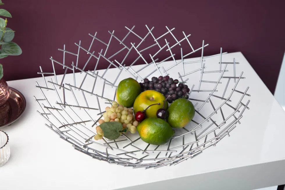 Design Schale STRUCTURE 45cm silber pulverbeschichtetes Metall