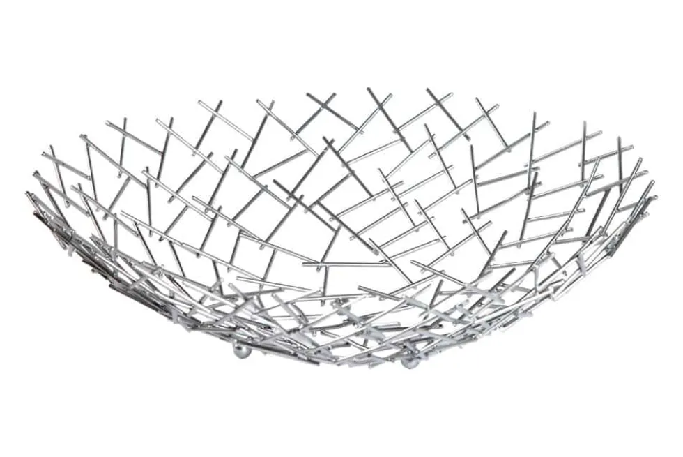Design Schale STRUCTURE 45cm silber pulverbeschichtetes Metall