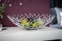 Design Schale STRUCTURE 45cm silber pulverbeschichtetes Metall