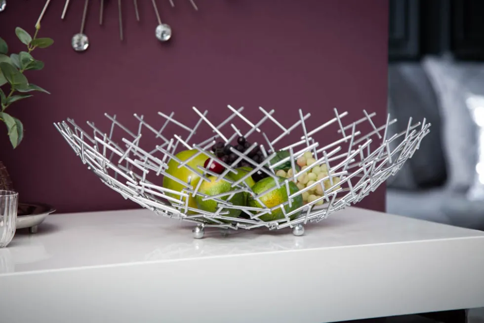 Design Schale STRUCTURE 45cm silber pulverbeschichtetes Metall