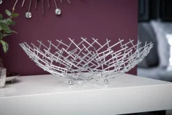 Design Schale STRUCTURE 45cm silber pulverbeschichtetes Metall