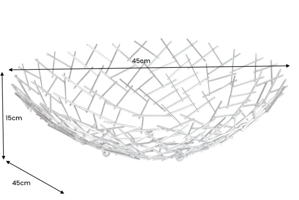 Design Schale STRUCTURE 45cm silber pulverbeschichtetes Metall