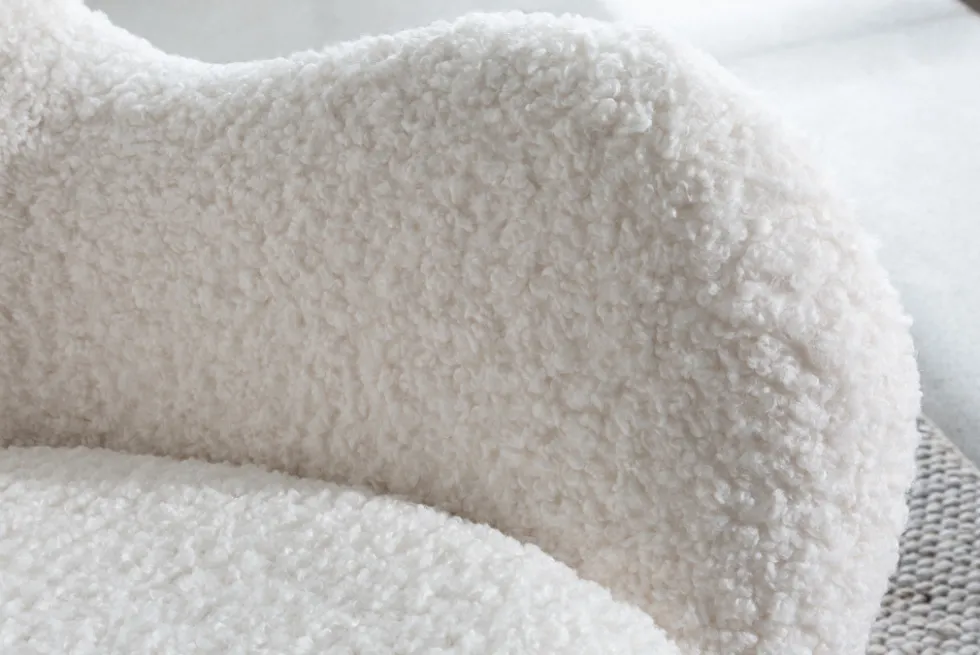 Design Schaukelstuhl SCANDINAVIA SWING weiß Bouclé Sessel schwarz Metall