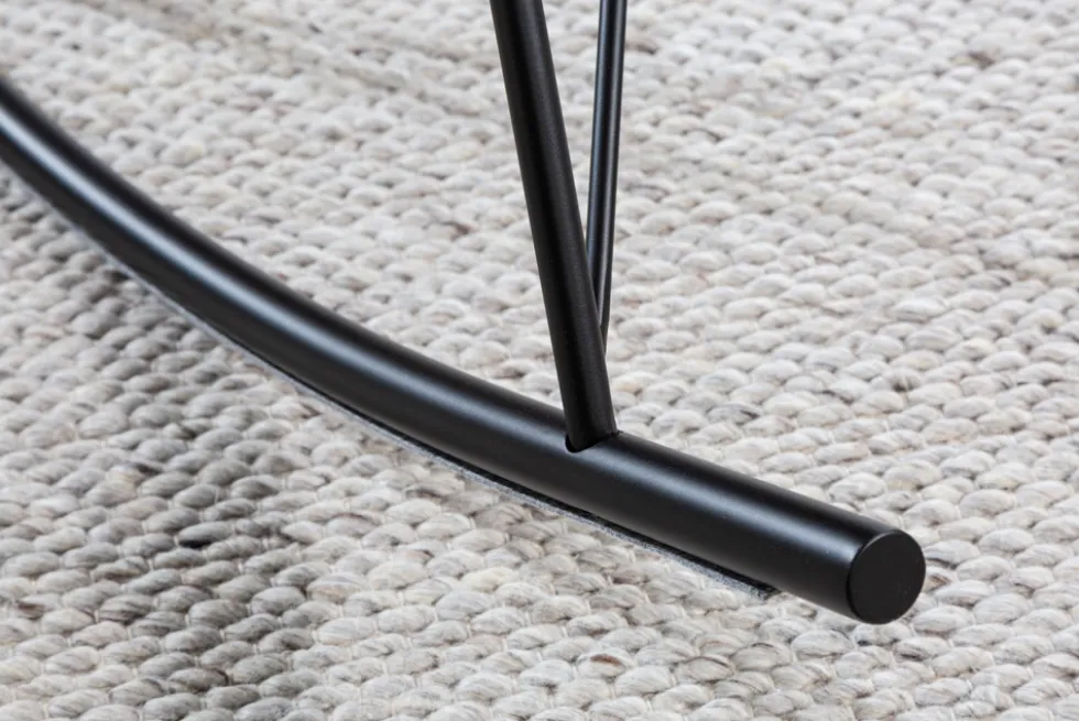 Design Schaukelstuhl SCANDINAVIA SWING weiß Bouclé Sessel schwarz Metall
