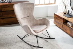 Design Schaukelstuhl SCANDINAVIA SWING champagner greige Samt Schaukelsessel