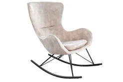 Design Schaukelstuhl SCANDINAVIA SWING champagner greige Samt Schaukelsessel