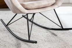 Design Schaukelstuhl SCANDINAVIA SWING champagner greige Samt Schaukelsessel