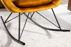 Design Schaukelstuhl SCANDINAVIA SWING senfgelb Samt Sessel