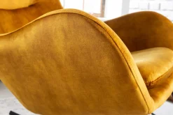 Design Schaukelstuhl SCANDINAVIA SWING senfgelb Samt Sessel