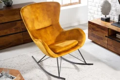 Design Schaukelstuhl SCANDINAVIA SWING senfgelb Samt Sessel