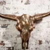Design Schädel MATADOR 70cm kupfer geflammt Aluminium Wanddekoration