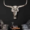 Design Schädel MATADOR 70cm silber Aluminium Wanddekoration