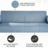 Design Schlafsofa DIVANI 220cm hellblau Strukturstoff Scandinavian 3-Sitzer mit Bettfunktion