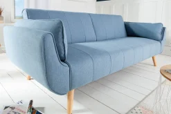 Design Schlafsofa DIVANI 220cm hellblau Strukturstoff Scandinavian 3-Sitzer mit Bettfunktion