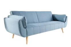 Design Schlafsofa DIVANI 220cm hellblau Strukturstoff Scandinavian 3-Sitzer mit Bettfunktion