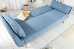 Design Schlafsofa DIVANI 220cm hellblau Strukturstoff Scandinavian 3-Sitzer mit Bettfunktion